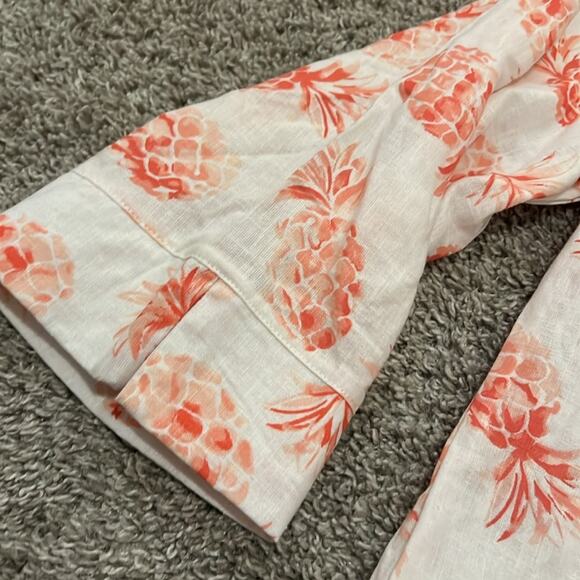 Emily Daniels Button Front pineapple side Tie blouse Top Size XL Linen Blend NEW - Picture 8 of 16